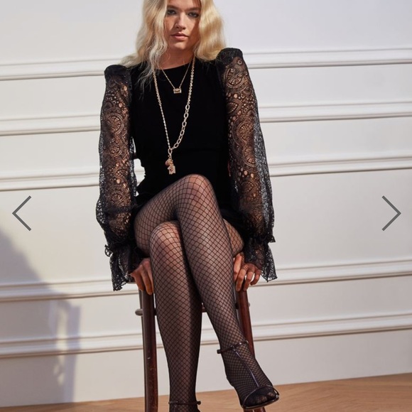 H&M x Vampires Wife Lace Sleeve Velvet mini dress - Picture 3 of 8